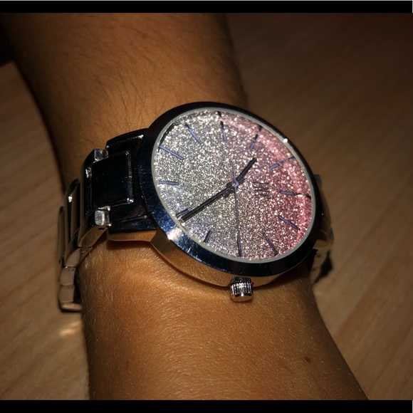 Pink & silver glitter watch - Picture 2 of 4